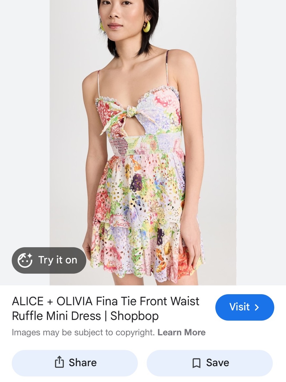 Alice + Olivia Multicolor Floral Tie-Front Ruffle Mini Dress